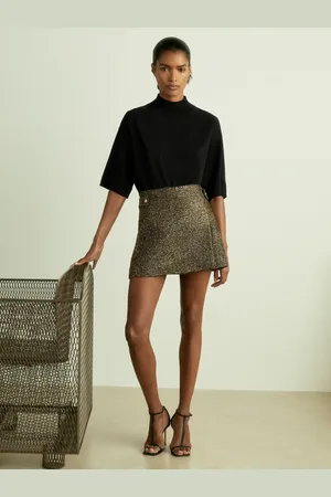 Reiss Metallic Knit Wrap Mini Skirt, 8