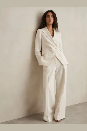 Reiss Petite Linen-blend Double-breasted Suit Jacket, 4