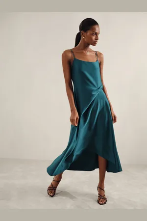 Reiss Satin Drape-detail Slip Dress, 6
