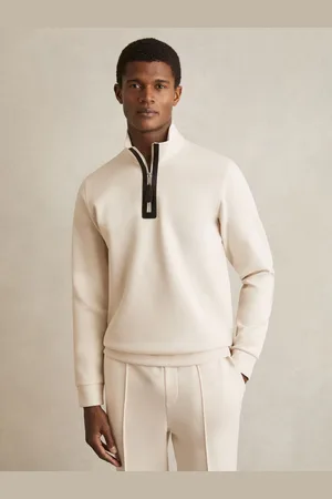 Reiss Leather-placket Interlock Sweatshirt, XS