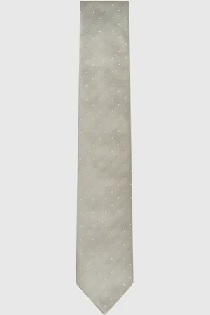 Reiss Liam Silk Tie - Beige Polka Dot, , One Size