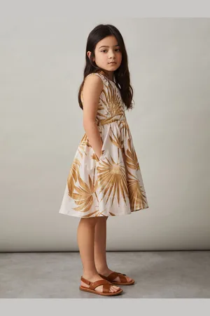 Reiss Cotton Shirred Printed Dress, 45Y