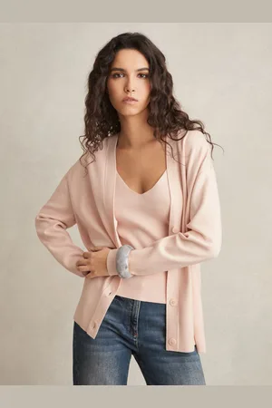 Reiss Lyocell Blend V-neck Cardigan, S