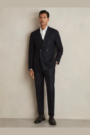 Reiss Slim-fit Double-breasted Textured Wool-blend Suit Blazer, 36
