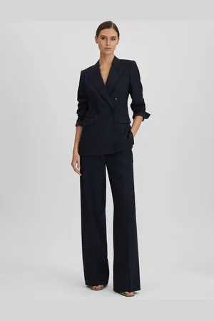 Reiss Wool Blend Wide Leg Suit Trousers, 18R