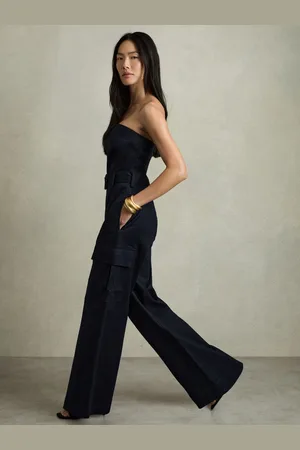 Reiss Strapless Belted Wide Leg Jumpsuit, 4
