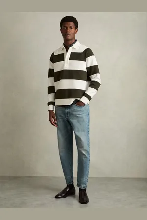 Reiss White & dark Green Rugby-stripe Long-sleeve T-shirt, L