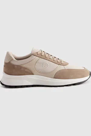 Unseen Suede Leather Trainers, Taupe & white, 8