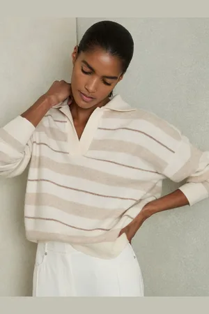 Reiss Wool-cashmere Stripe Open-collar Jumper, XS