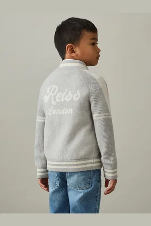 Reiss Grey & white 3-9 yrs Logo-intarsia Bomber Jacket, K04