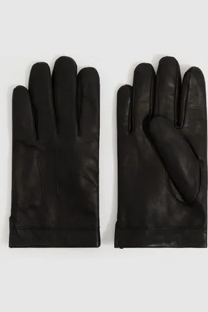 Reiss Monty Wool and Cashmere Lined Gloves Leather Knitted, , Size: M