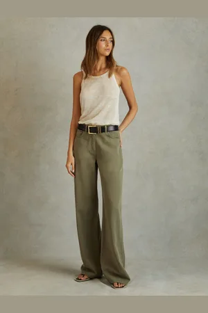 Reiss Garment Dyed Wide Leg Trousers, 4R