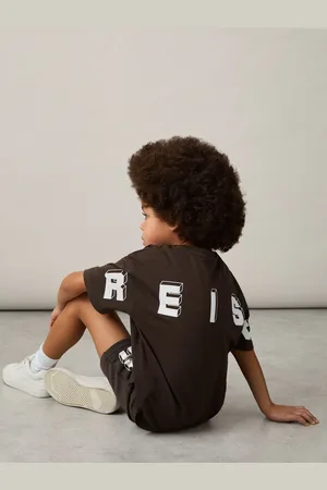 Reiss Chocolate Brown & off White 9-13 yrs Cotton Block-logo Oversized T-shirt, 9-13Yrs