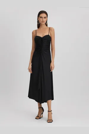 Halston Heritage Ruched Jersey Midi Dress, , 4