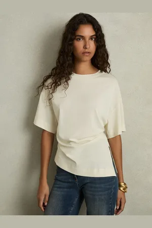 Reiss Audrey Draped Crew-neck T-shirt With Cotton, XS