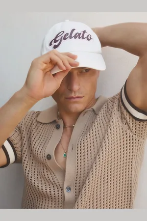 Reiss Bacio White Ch?? Embroidered Motif Baseball Cap, One Size, White & brown