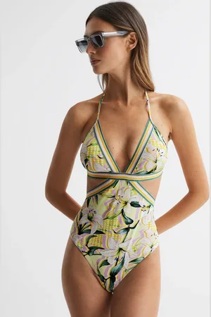 Reiss Floral Cut-out Swimsuit, 4