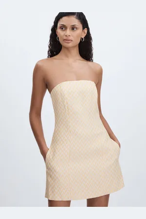 Anna Quan Strapless Chevron-weave Mini, , 6