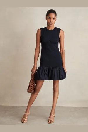 Reiss Cotton Shirred Bubble-hem Mini Dress, 8