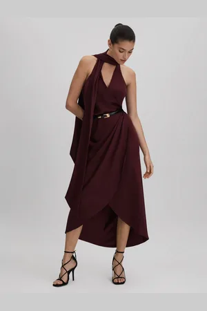 Reiss Satin Wrap Front Midi Dress, 10