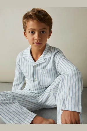 Reiss Airforce Blue & white Stripe Cohen 3-9 yrs Brushed-cotton Striped Pyjama, 45Y