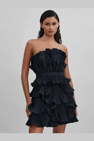 AMUR Strapless Ruffle Mini Dress, , 8