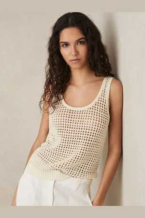Reiss Linen Open-knit Vest, XS