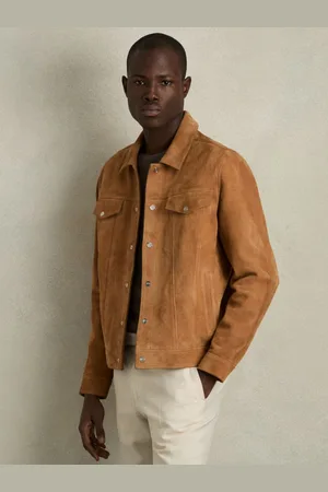 Reiss Eden Trucker Jacket Suede Plain, Size: S