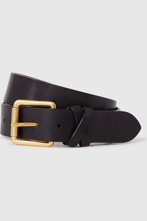 Reiss Annie Buckle Belt - Leather Plain, Size: S
