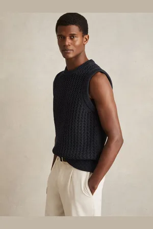 Reiss Cotton-blend Crochet Vest, S