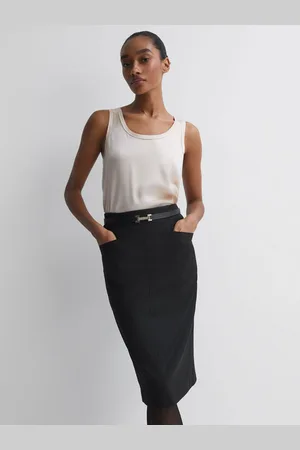 Reiss Haisley Pencil Skirt Wool Plain, Size: 4