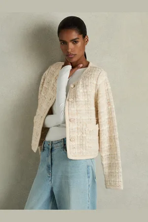 Reiss Felicity Cardigan Wool Tweed Effect, Size: S