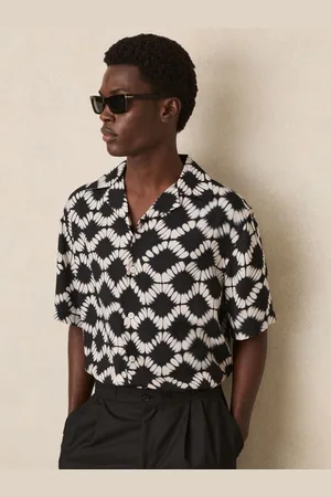 Reiss Abstract Floral Print Cuban Shirt, S