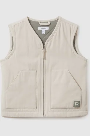 Reiss Hayes Off White 13-14 yrs Cotton Quilted Gilet, 13-14Yrs
