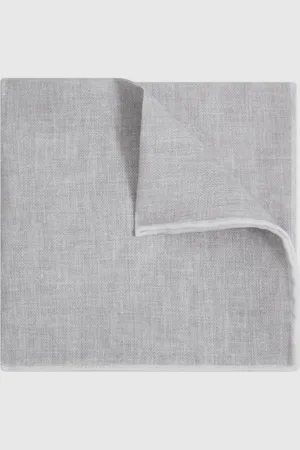 Reiss Linen Contrast Trim Pocket Square, One Size