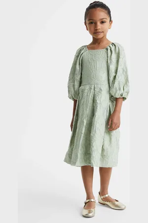 Reiss Thea Puff Sleeve Dress Jacquard, Size: 8