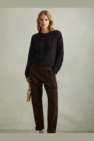 Reiss Cable Knit Jumper With Wool and Cashmere, L
