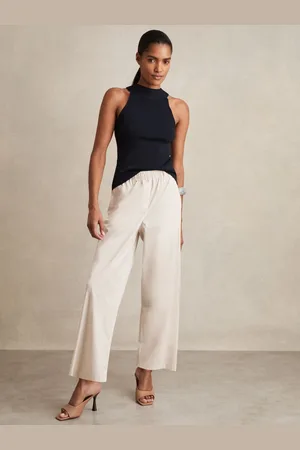 Reiss Cotton-blend Cropped Tapered Trousers, 4