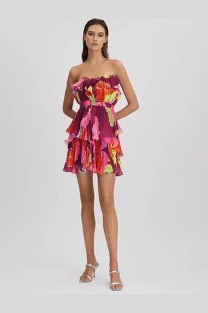 AMUR Pleated Strapless Mini Dress, , 12