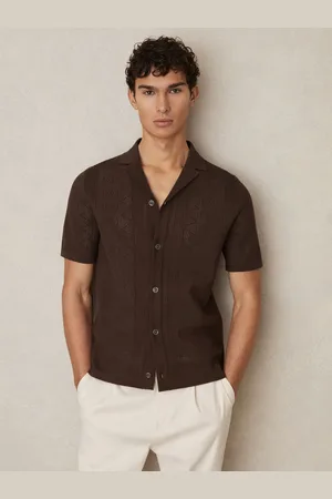 Reiss Textured-knit Short-sleeve Shirt, S