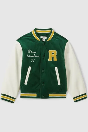Reiss 13-14 yrs Hybrid Cord-faux Leather Varsity Bomber Jacket