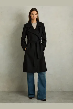 Reiss Wool Blend Belted Double Breasted Coat With Cashmere, 4