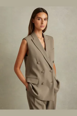 Reiss Double Breasted Longline Suit Waistcoat, 6
