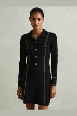 Reiss Knitted Contrast Seam Mini Dress, XS