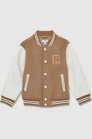 Reiss Camel & white 13-14 yrs Wool-blend Contrast Varsity Jacket