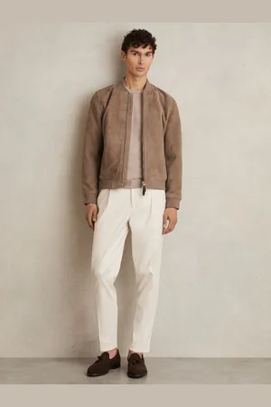 Reiss Block Leather-sleeve Suede Bomber Jacket, XS