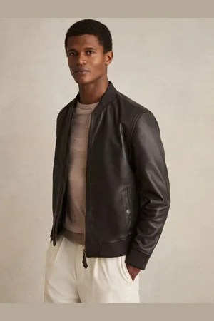 Reiss Leather Bomber Jacket, S