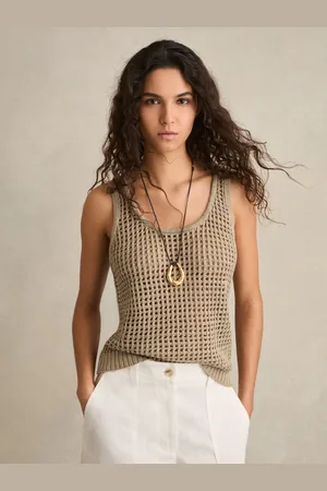Reiss Linen Open-knit Vest, L