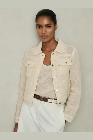 Reiss Cotton-blend Textured Trucker Jacket, 16
