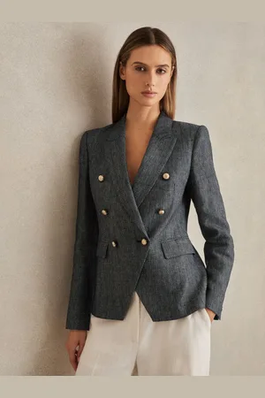Reiss Linen-cotton Double-breasted Blazer, 4